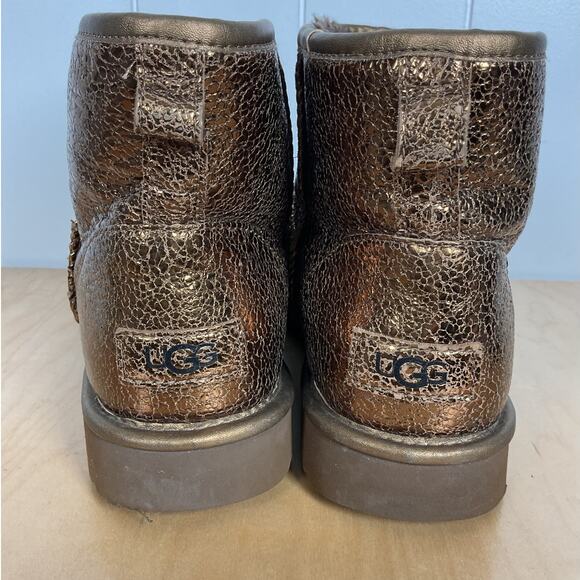 UGG Classic Women's Mini Metallic Sparkle Boots in Copper Size 9 - Picture 4 of 8